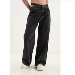 Ksubi, Washed Black Wide-Leg Detached Denim Jeans